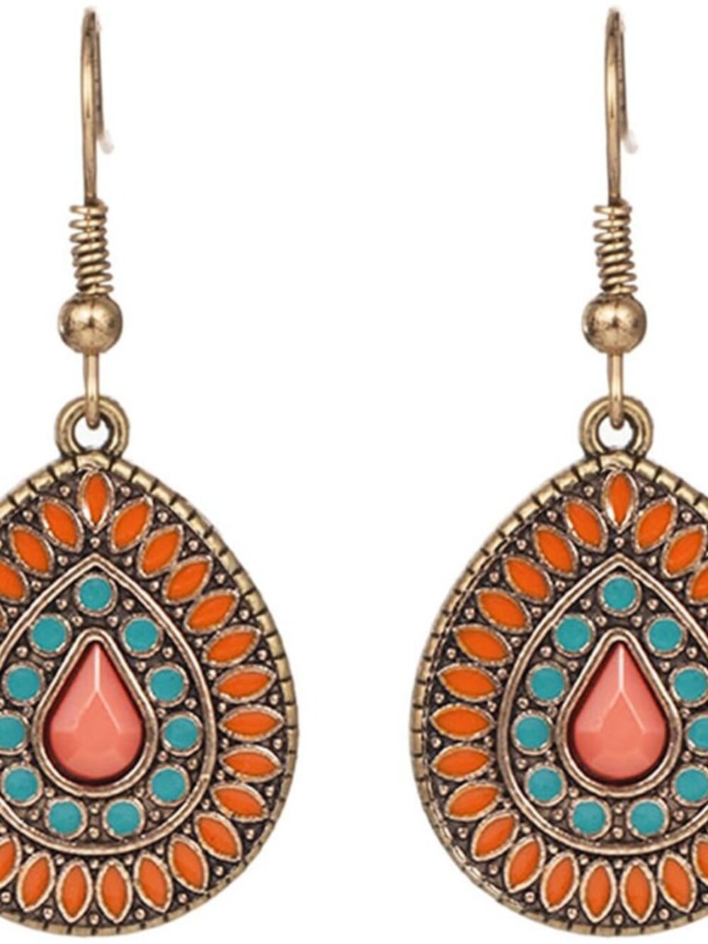 Handmade Boho Teardrop Earrings for Women Unique Tribal Ethnic Colorful Vintage